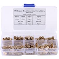 150pcs M3 Metric Threaded Brass Knurl Round Insert Nuts surtido Kit con caja de plástico